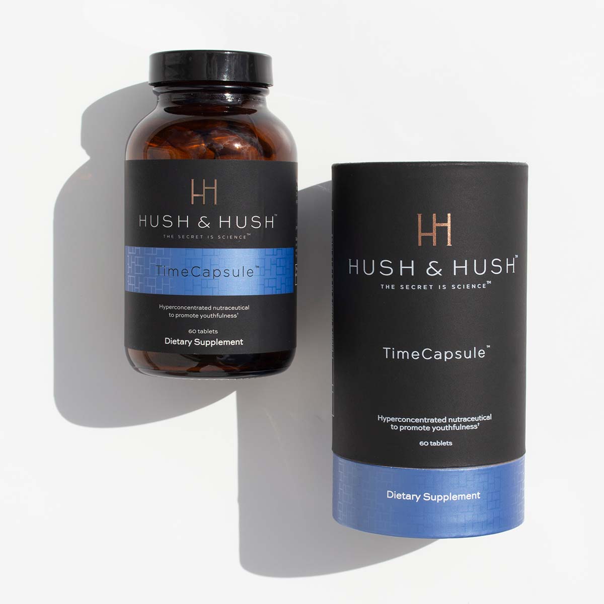 HUSH & HUSH TimeCapsule – Nahrungsergänzung, 60Kapseln, Dose und Umkarton