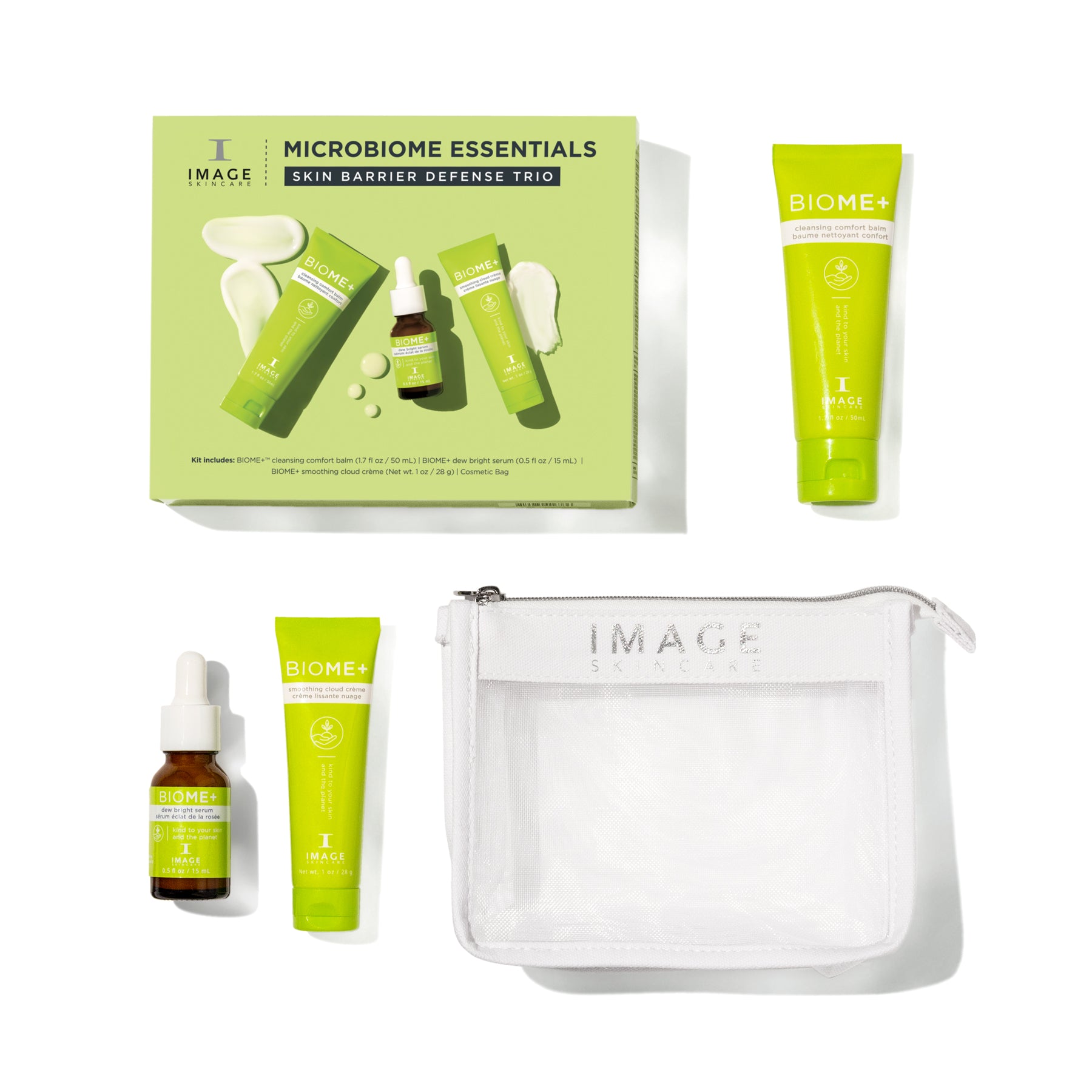 IMAGE SKINCARE BIOME+ Microbiome Essentials travel set, 1stk, Produkte Kosmetiktasche und Umkarton