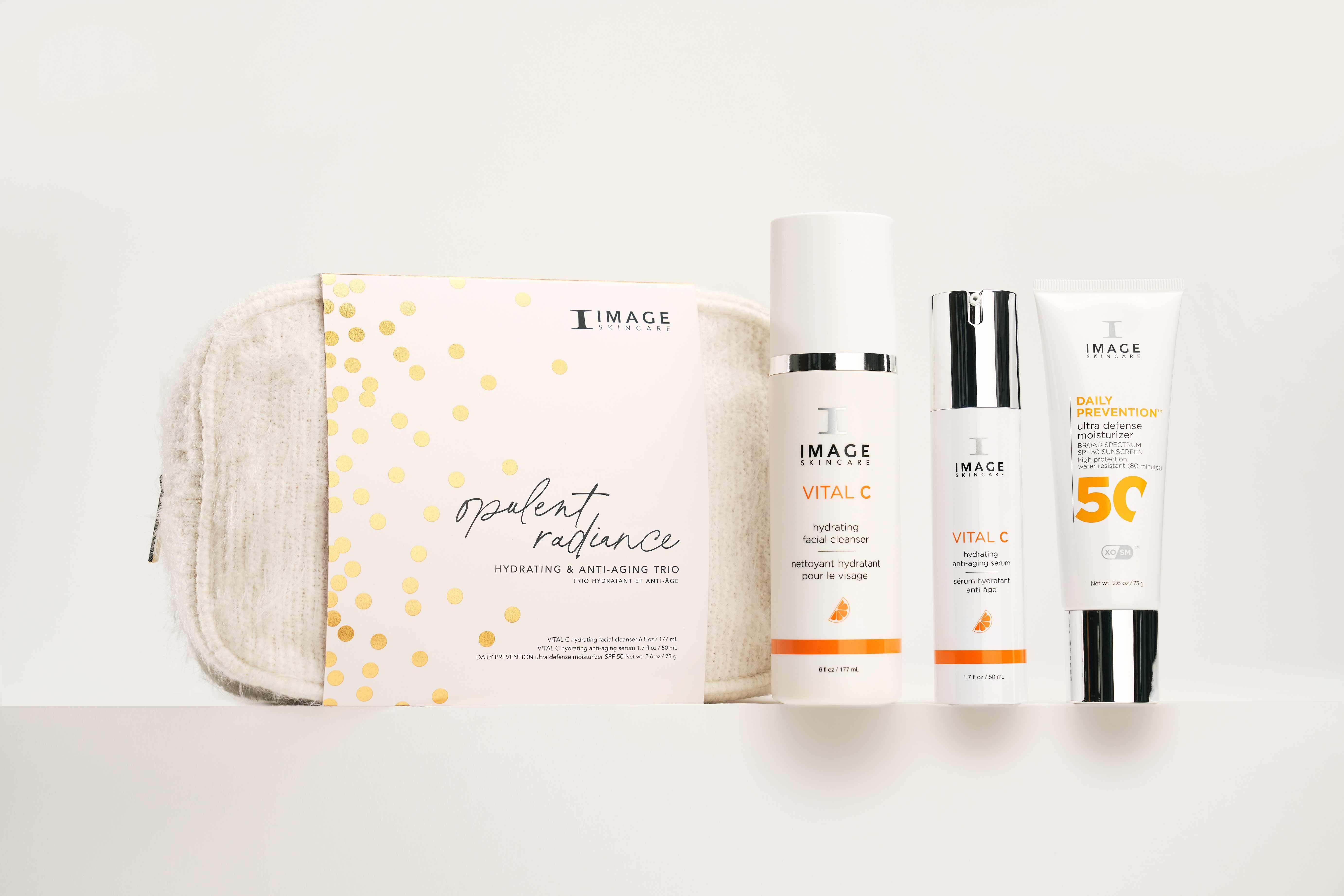 IMAGE SKINCARE Geschenk-Set - Opulent Radiance SPF 50 – 1Stk, Einzelprodukte und Kosmetiktasche mit Banderole