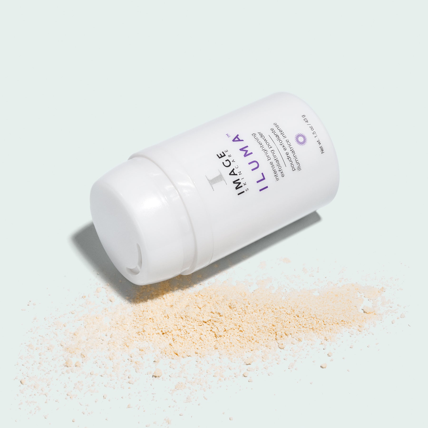 IMAGE SKINCARE ILUMA™ Intense Brightening Exfoliating Powder – Peeling-Puder mit Aufhellungseffekt, 43g, Dose liegend mit Peelingpuder