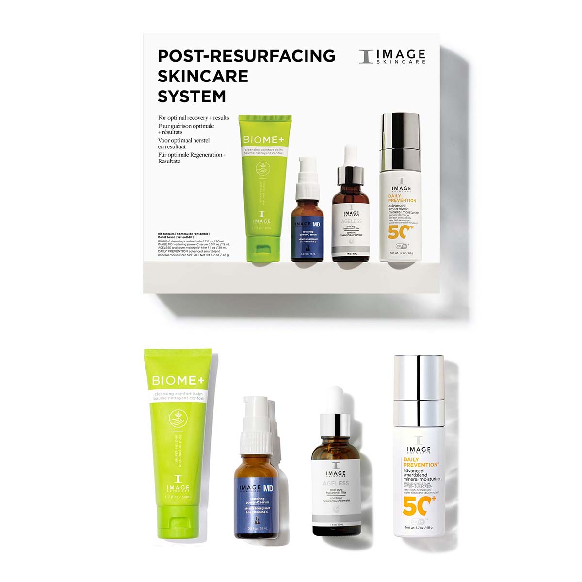 IMAGE SKINCARE Post-Resurfacing Skincare System – Pflege-Routine, 1stk, Produkte und Umkarton