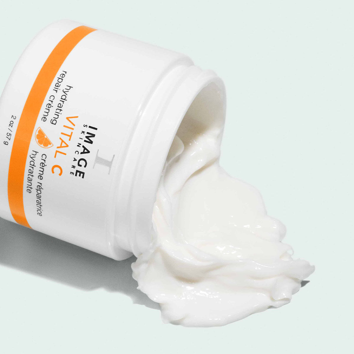 IMAGE SKINCARE Vital C Hydrating Repair Crème – regenerierende Nachtpflege, 57g, Tiegel offen mit Cremeprobe