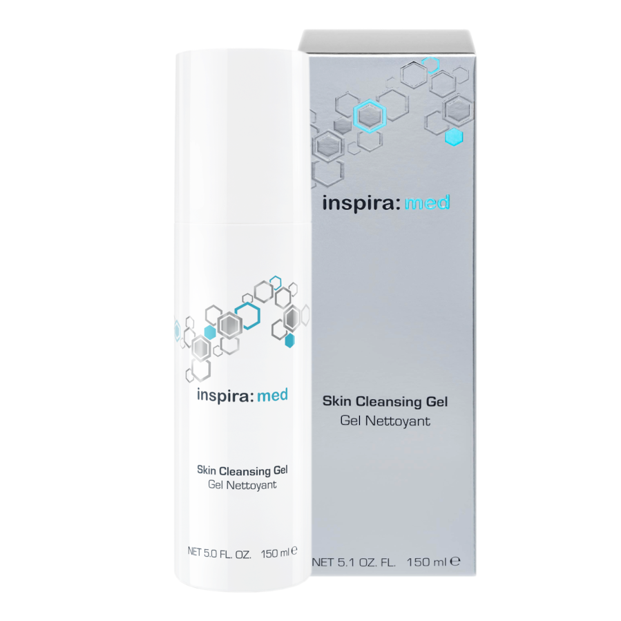 INSPIRA:COSMETICS inspira: med Skin Cleansing Gel – Sanfte Reinigung für empfindliche Haut, 150ml, Pumpspender und Umkarton