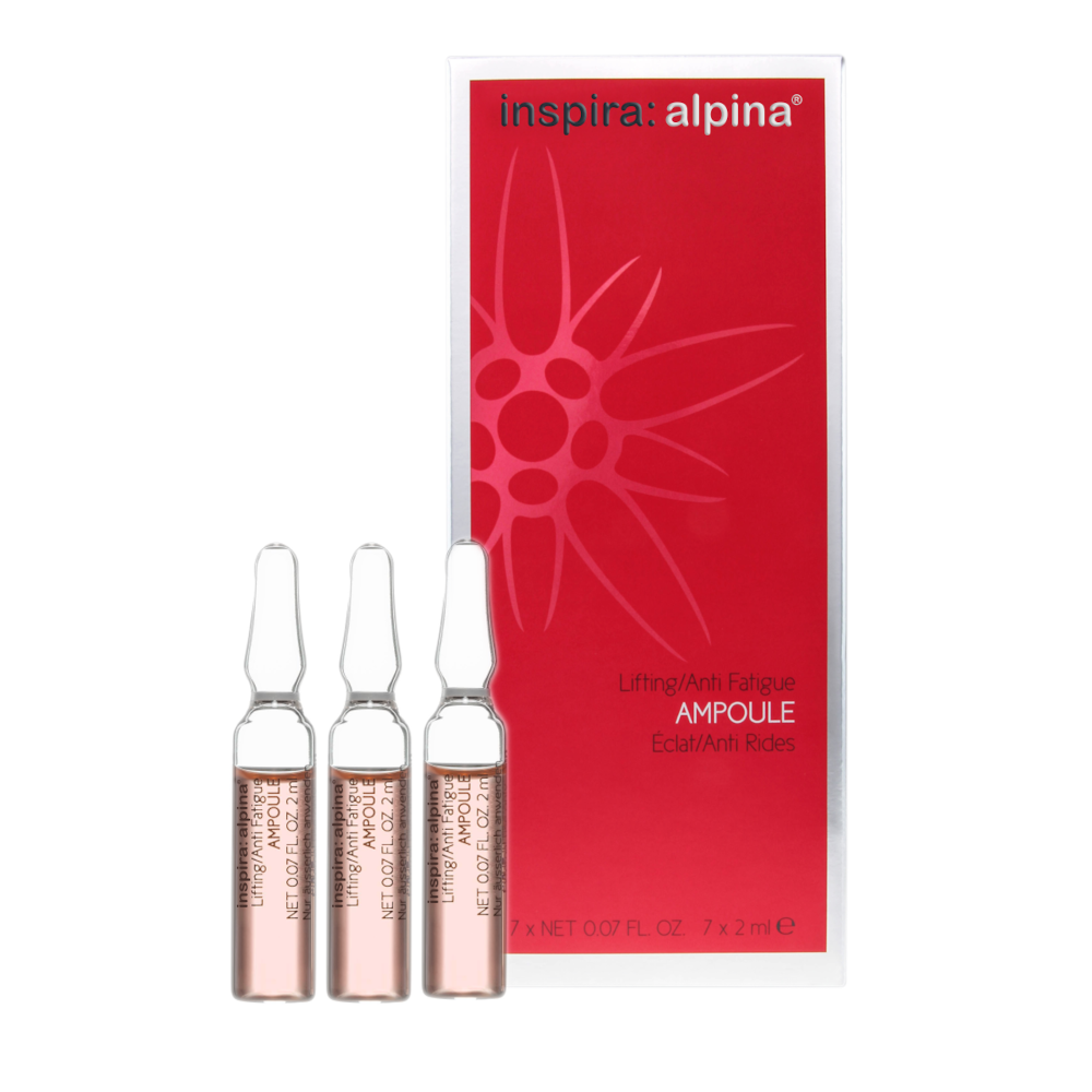 INSPIRA:COSMETICS inspira:alpina Lifting Anti-Fatigue Ampoule – Liftender Energie-Boost für müde Haut, 7x2ml, Ampullen und Umkarton