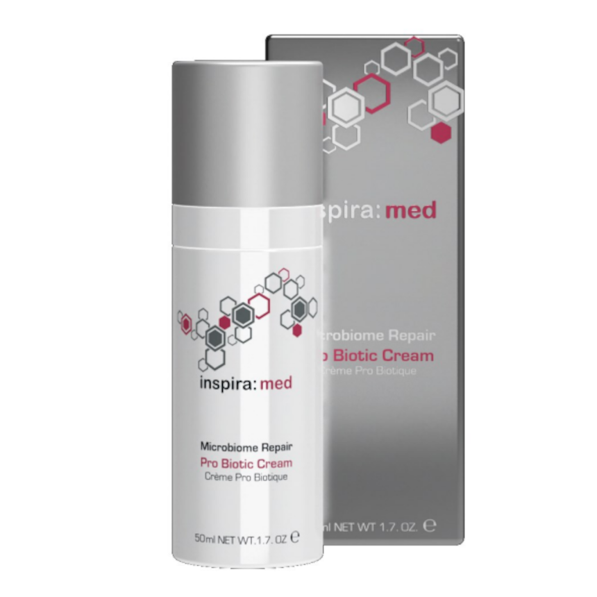 INSPIRA:COSMETICS inspira:med Microbiome Repair Pro Biotic Cream – Balance & Regeneration für empfindliche Haut, 50ml, Pumpspender und Umkarton