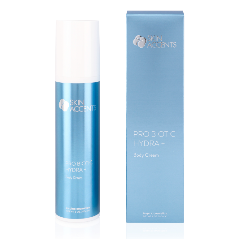 INSPIRA:COSMETICS Skin Accents Pro Biotic Hydra+ Body Cream – ausgleichende Feuchtigkeitspflege, 200ml, Pumpspender und Umkarton