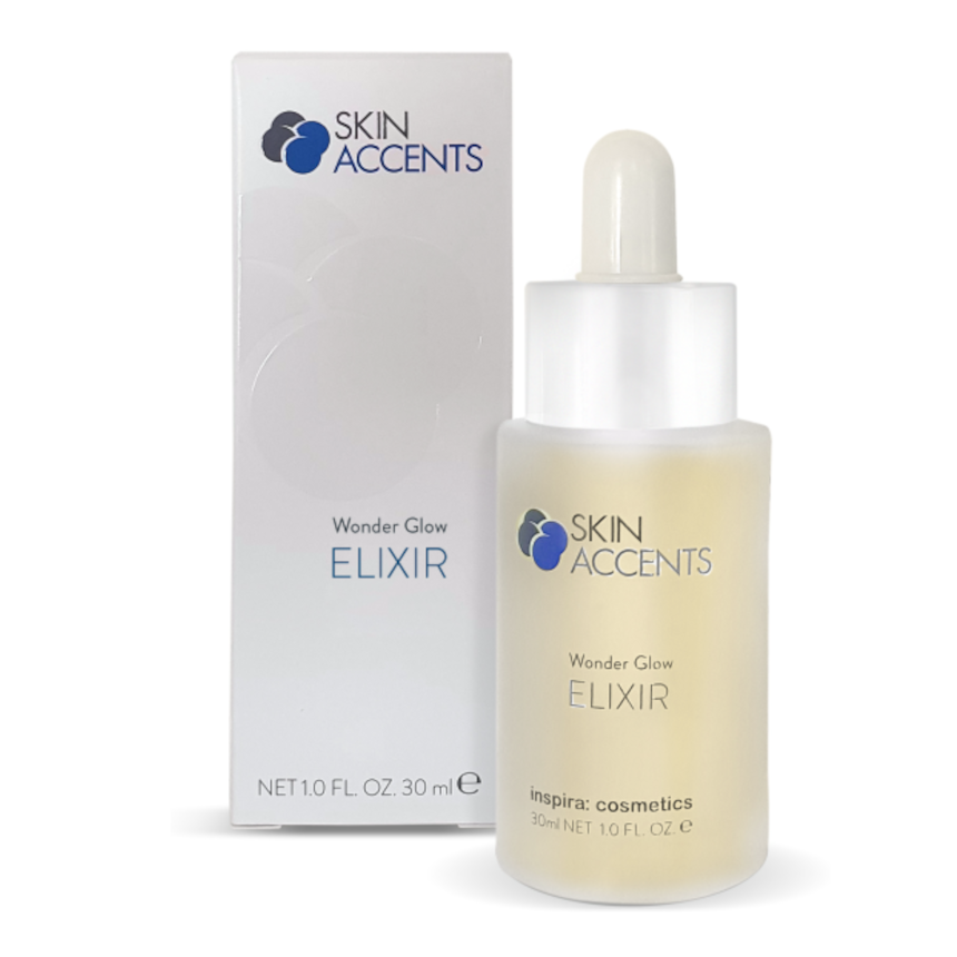 INSPIRA:COSMETICS Skin Accents Wonder Glow Elixir – Luxuriöses Ölserum mit Lupinensamen & edlen Ölen, 30ml, Pipettenflasche und Umkarton