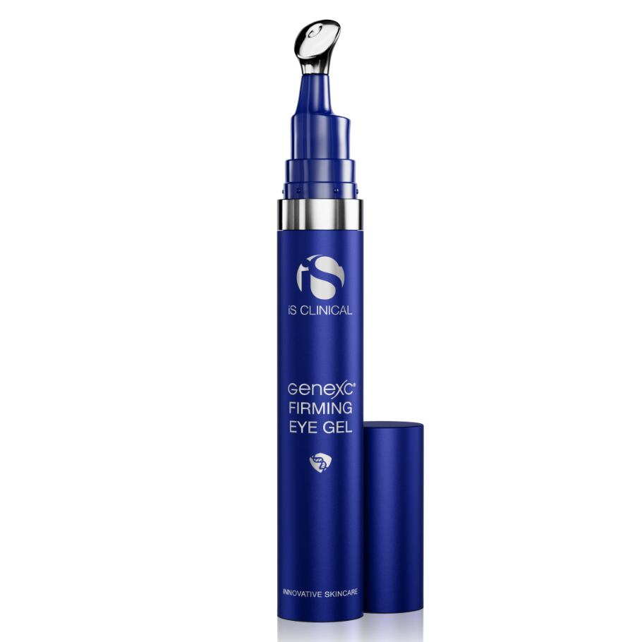IS CLINICAL GeneXC Firming Eye Gel – gegen Falten und Schatten, 15g, Spender mit Applikator offen