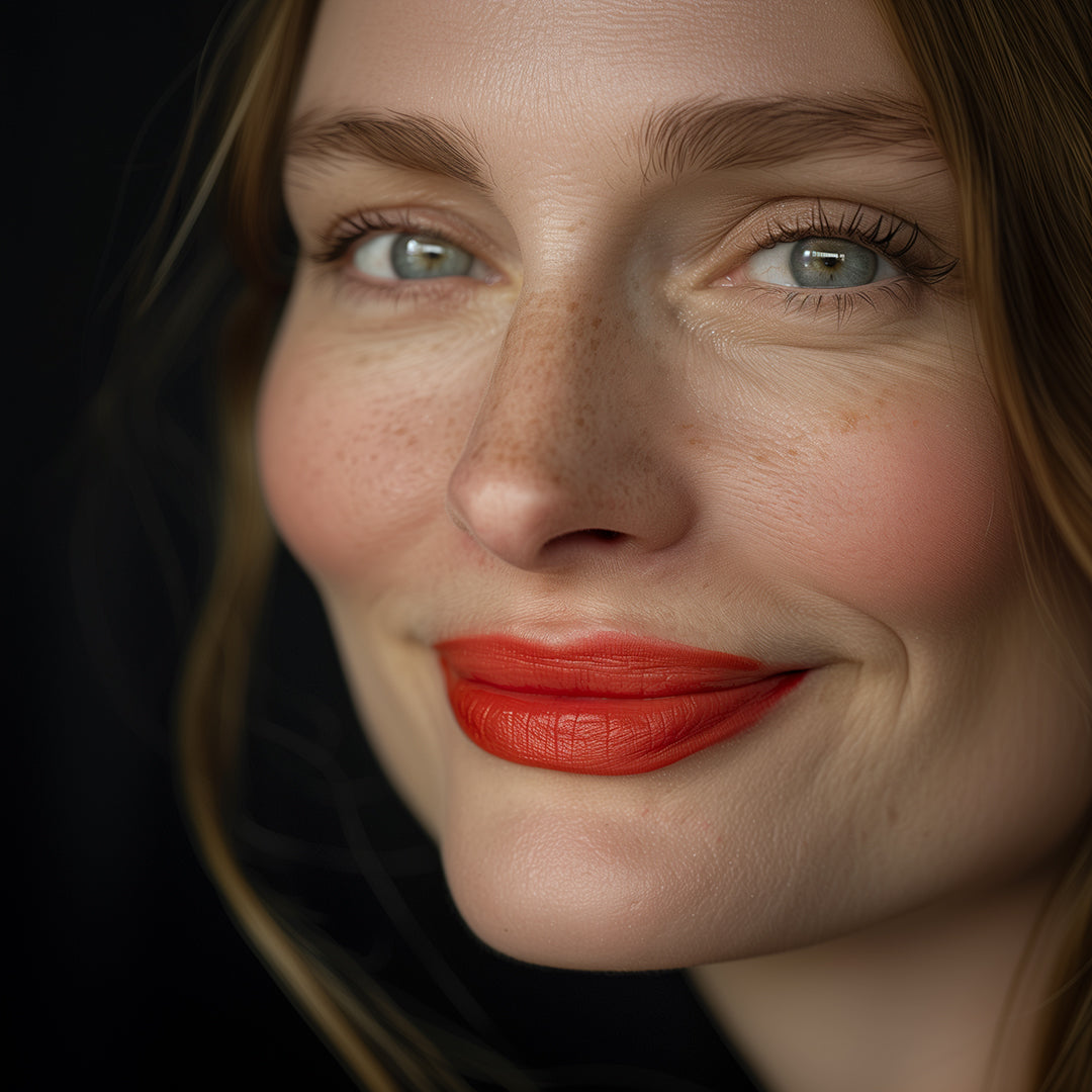 JEAN D'ARCEL 3D Lipstick shiny – femme fatal, 4g, Frau trägt Lippenstift