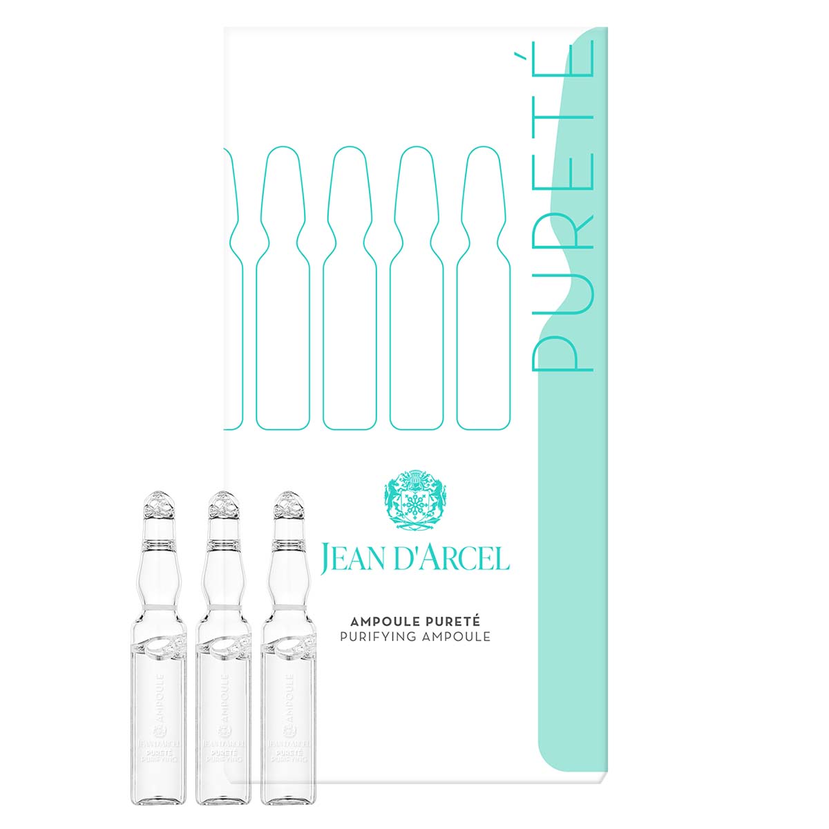 JEAN D'ARCEL ampoule pureté | purifiying ampoule – Klärende Ampulle gegen Unreinheiten, 5x2ml, Umkarton und Ampullen