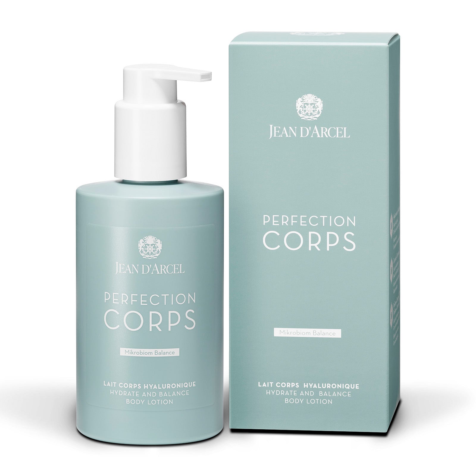 JEAN D'ARCEL PERFECTION CORPS lait corps hyaluronique – Leichte Körpermilch mit Hyaluronsäure, 200ml, Pumpspender und Umkarton