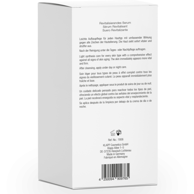 KLAPP A CLASSIC Revital Serum – Anti-Aging Serum mit Retinol, 30ml, Umkarton Rückseite