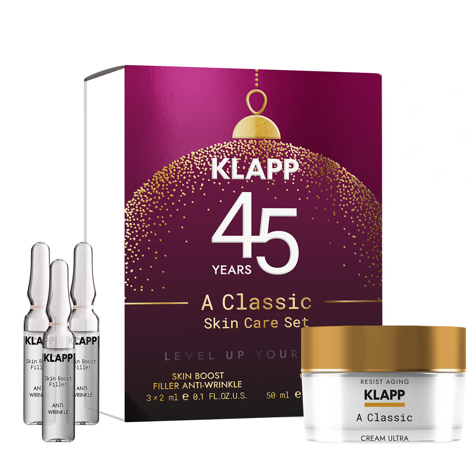 KLAPP A Classic Skin Care Set – Christmas Collection, 1Stk, Einzelprodukte und Geschenkkarton