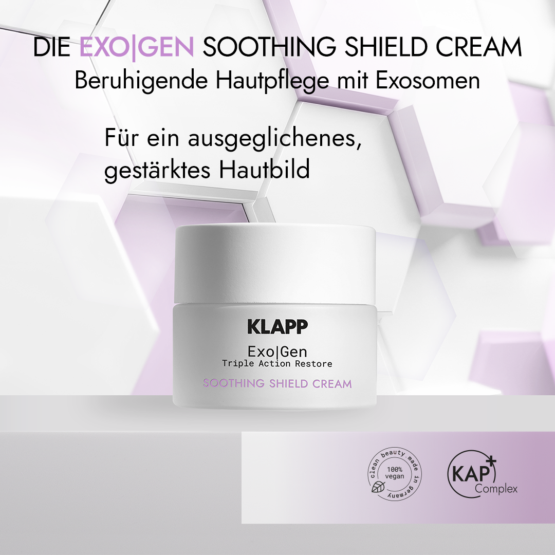 KLAPP Exo|Gen Triple Action Restore Soothing Shield Cream – für sensible Haut, 50ml, Tiegel Wirkversprechend und Siegel