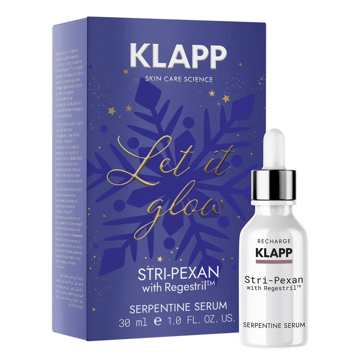KLAPP Limited XMAS Collection Stri-Pexan Serpentine Serum – Anti-Falten Serum, 30ml, Pipettenflasche und Umkarton