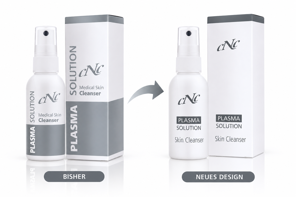KLAPP PLASMASOLUTION Skin Cleanser – Reinigungsspray, 75ml, Vergleich bisheriges und neues Design
