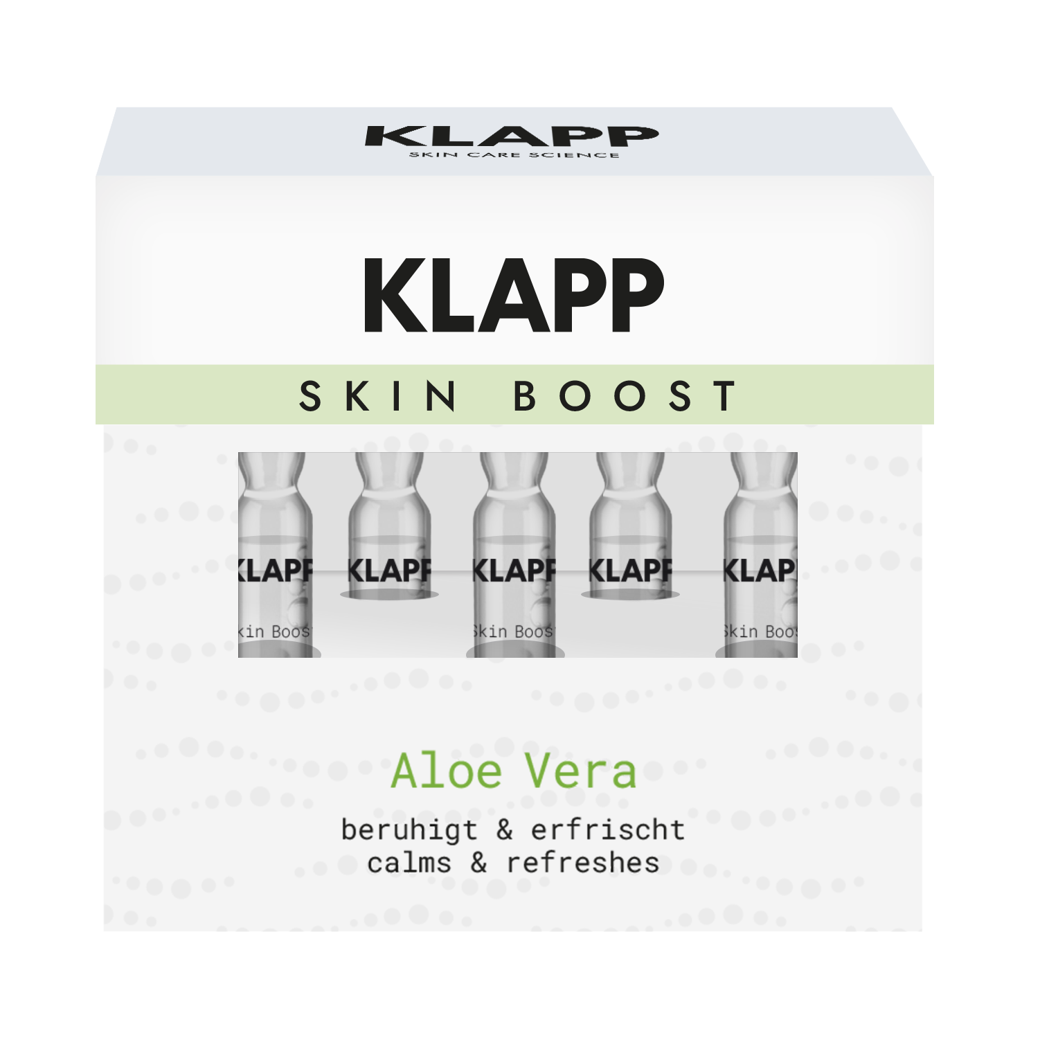 KLAPP Skin Boost Aloe Vera Ampoules – für gereizte Haut, 5x2ml, Umkarton