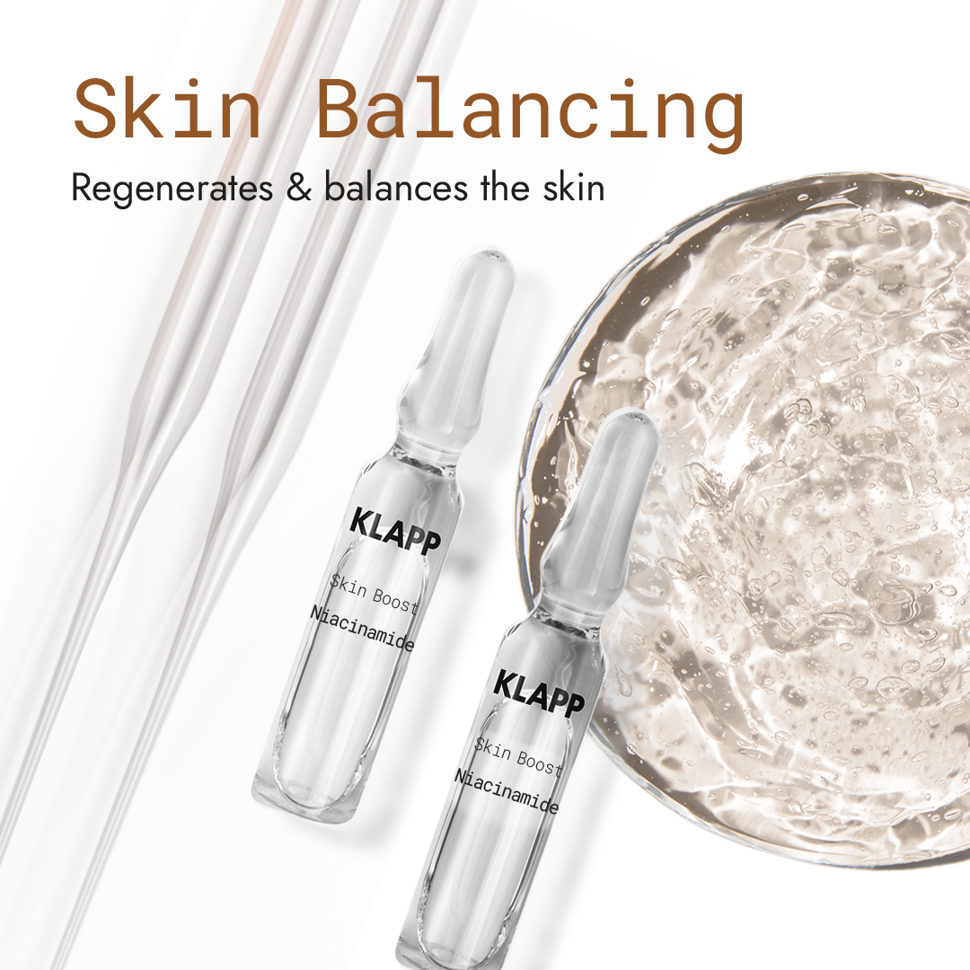 KLAPP Skin Boost Niacinamide Ampoules – für einen ebenmäßigen Teint, 5x2ml, Ampullen mit Petrischale und Pipetten