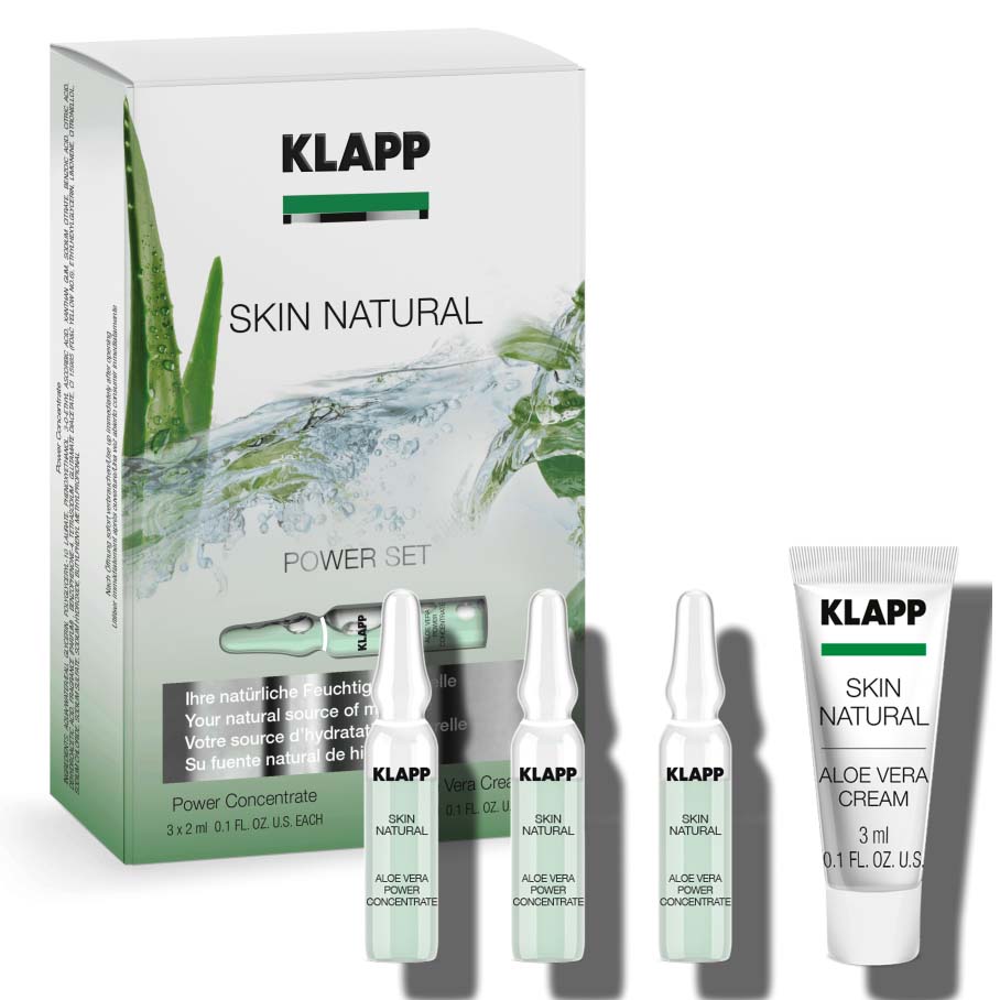 KLAPP Skin Natural Power Set – Beruhigendes Aloe-Vera-Set, 1Stk, Umkarton und Einzelprodukte