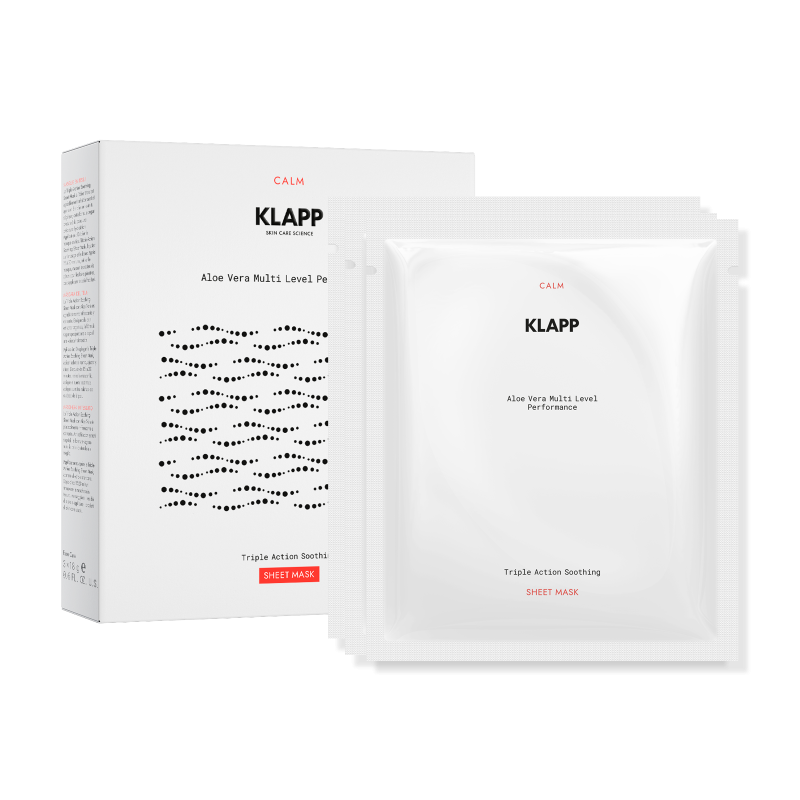 KLAPP Skin Natural Triple Action Soothing Sheet Mask, 3Stk, Sachet und Umkarton