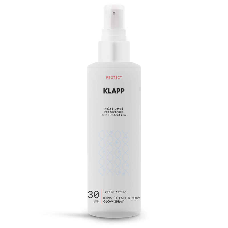 KLAPP Triple Action Invisible Face & Body Glow Spray 30 SPF – Sonnenschutzspray für Gesicht & Körper, 200ml, Sprühflasche