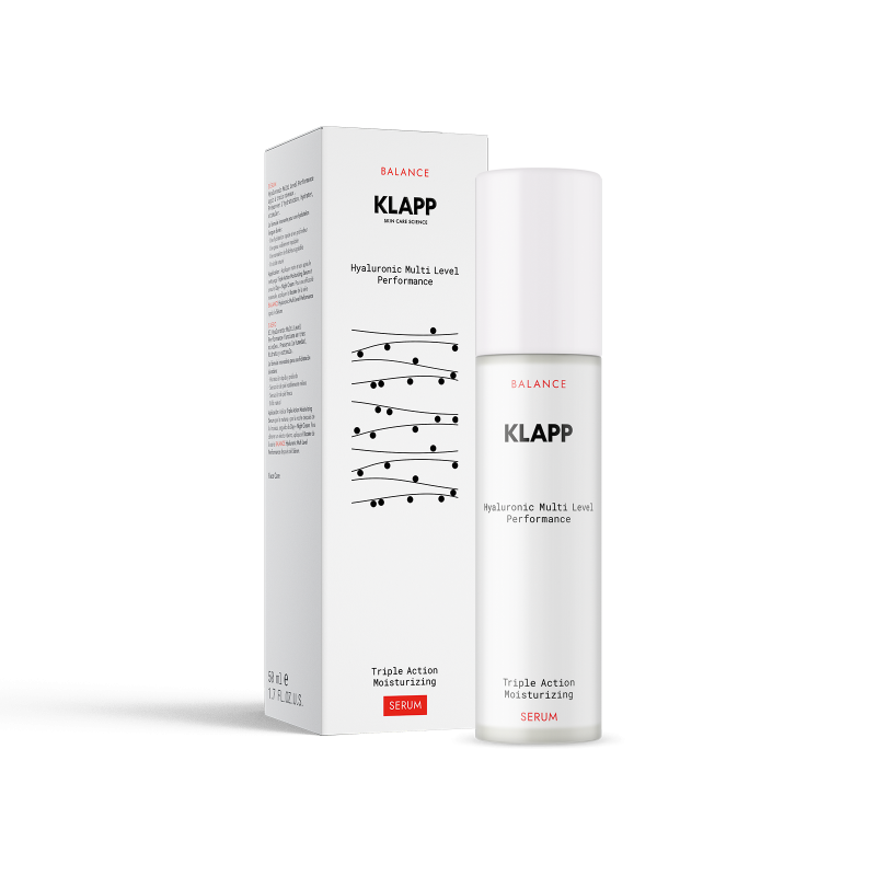 KLAPP Triple Action Moisturizing Serum – Hyaluronserum für alle Hauttypen, 50ml, Pumpspender und Umkarton