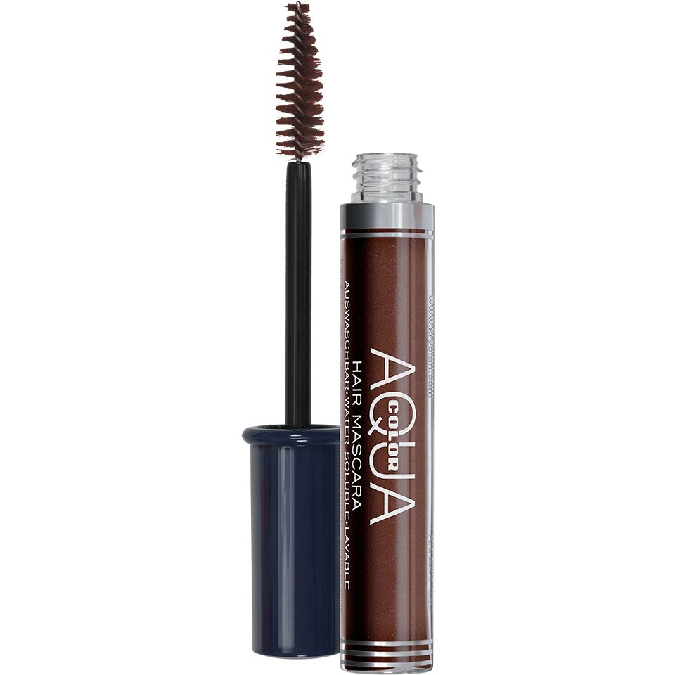 KRYOLAN Aquacolor Hair Mascara brown – Temporäre Farbe für Haare und Wimpern, 11ml, Spender offen mit Applikatorbürste