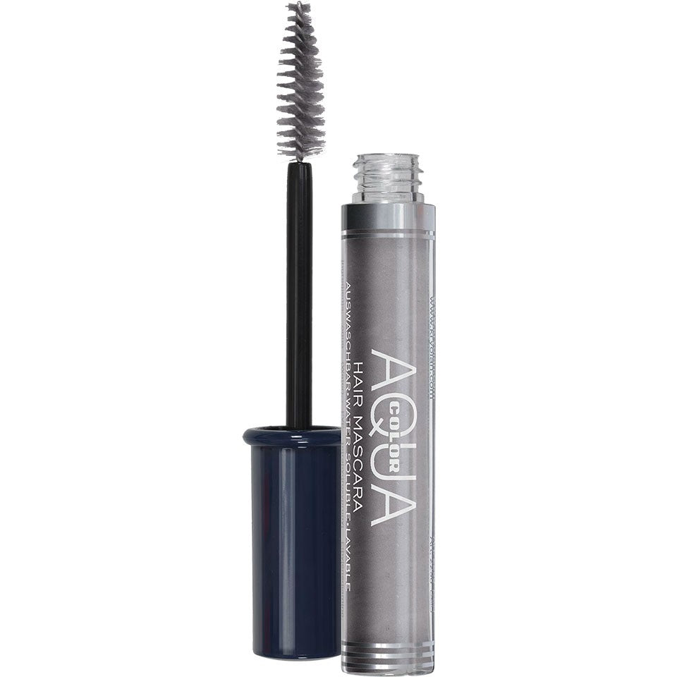 KRYOLAN Aquacolor Hair Mascara grey – Temporäre Farbe für Haare und Wimpern, 11ml, Spender offen mit Applikatorbürste