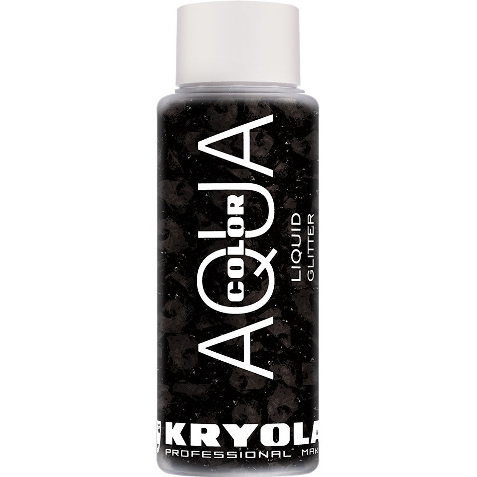 KRYOLAN Aquacolor Liquid Glitter black – flüssiger Glitter für Gesicht & Körper, 30ml, Flasche