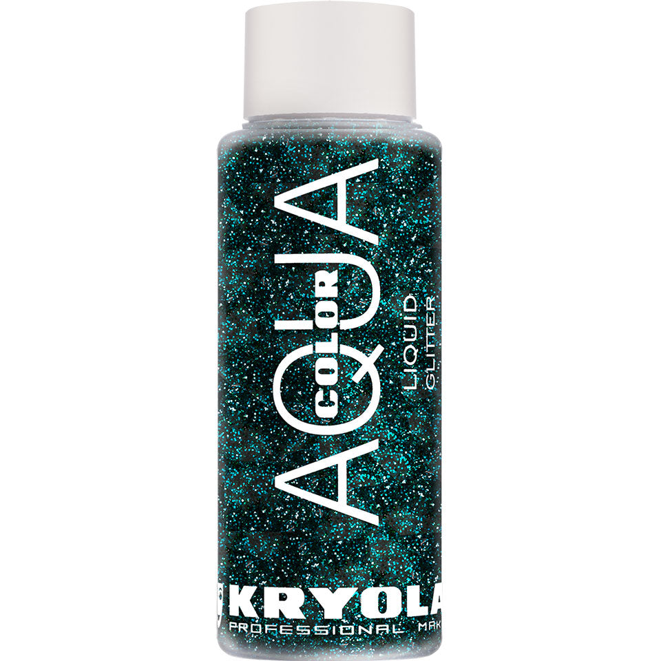 KRYOLAN Aquacolor Liquid Glitter petrol – flüssiger Glitter für Gesicht & Körper, 30ml, Flasche