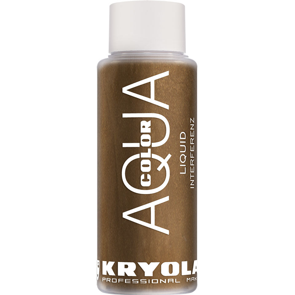KRYOLAN Aquacolor Liquid Interferenz goldG – flüssiges Perlglanz-Make-up, 30ml, Flasche