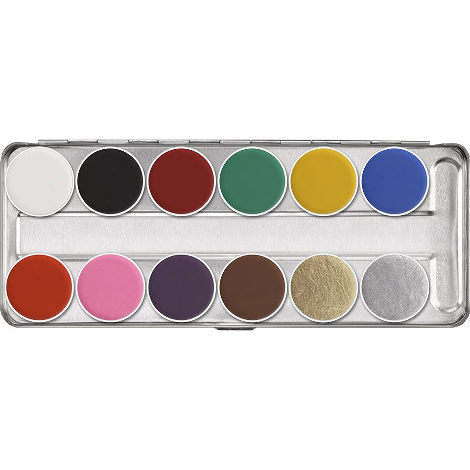 KRYOLAN Aquacolor Palette 12 Farben - SN – hochpigmentierte, fettfreie Farben für kreatives Face- & Bodypainting, 40g