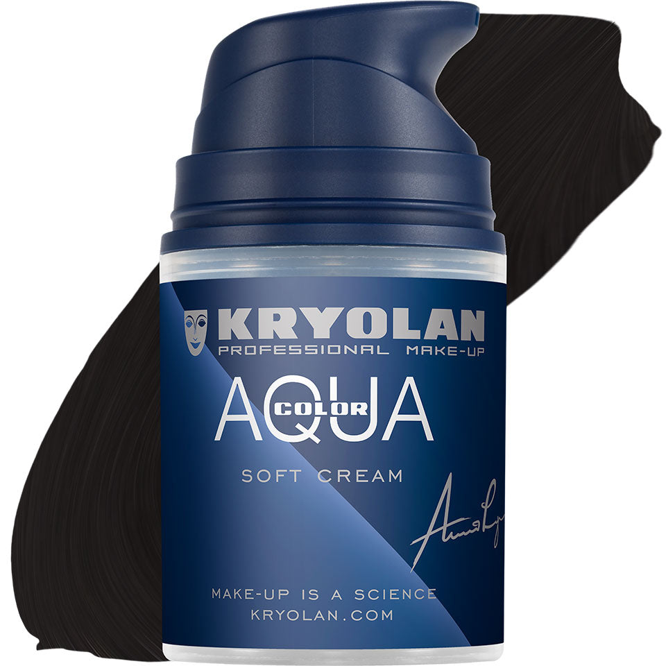 KRYOLAN Aquacolor Soft Cream deep black – Liquid Face & Bodypaint, 50ml, Pumpspender