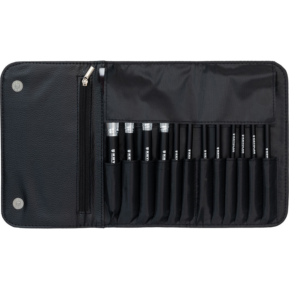 KRYOLAN Brush Collection Basic – Veganes 12-teiliges Profi-Pinselset, 1stk, offen mit Schutzklappe