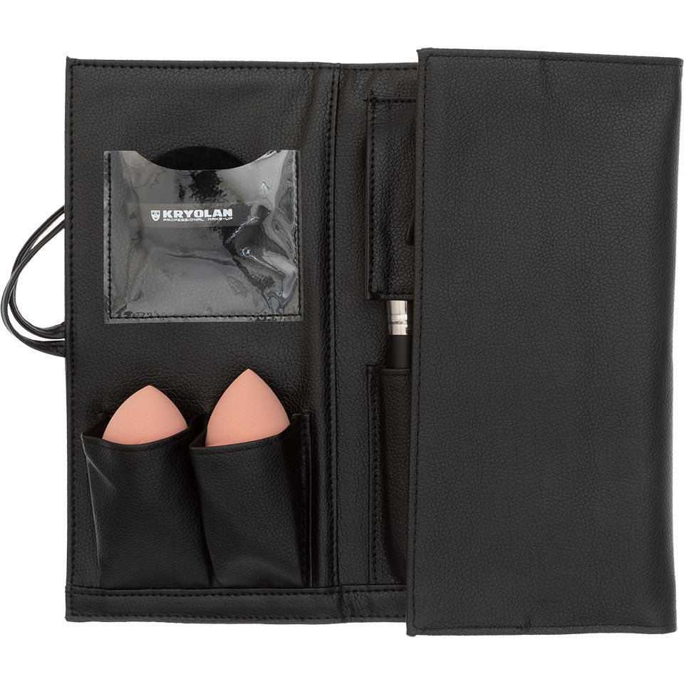 KRYOLAN Brush Collection Starter – 15-teiliges Pinselset in veganer Kunstledertasche, 15 teilig, teilweise offen