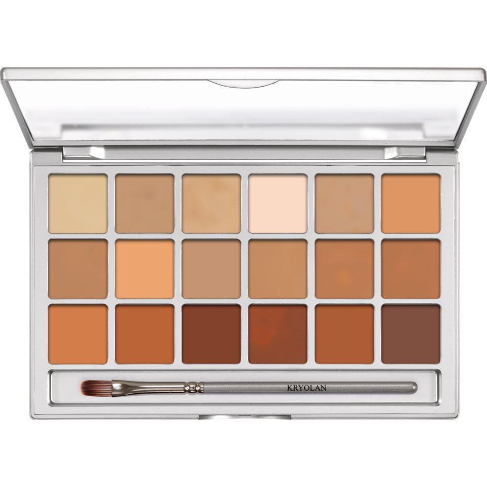 KRYOLAN Coloring Vision Palette 18 Farben skin – Supracolor Creme-Foundation, 45g, offen