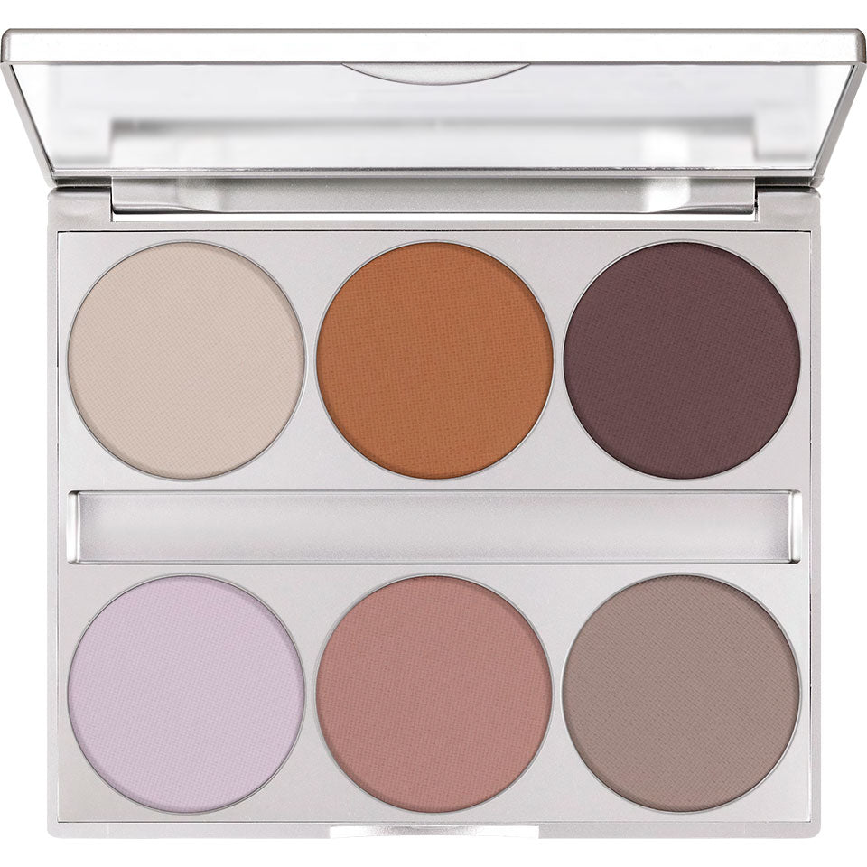 KRYOLAN Dual Finish Palette 6 Farben Silhouette – Mikronisierte Puderfoundation, 10g, Spiegelpalette offen