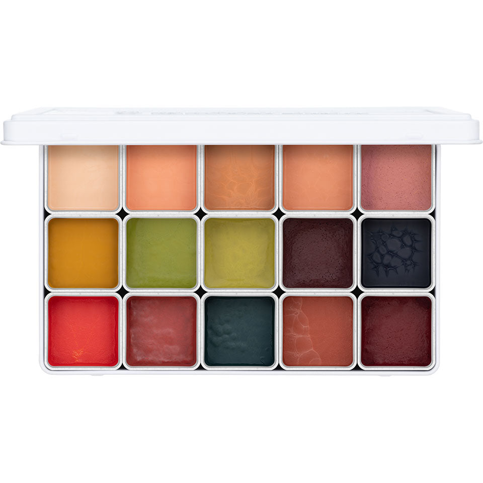 KRYOLAN FX Design Color Palette 15 Farben special effects – hochpigmentierte, alkoholaktivierbare Farben, 15g, offen