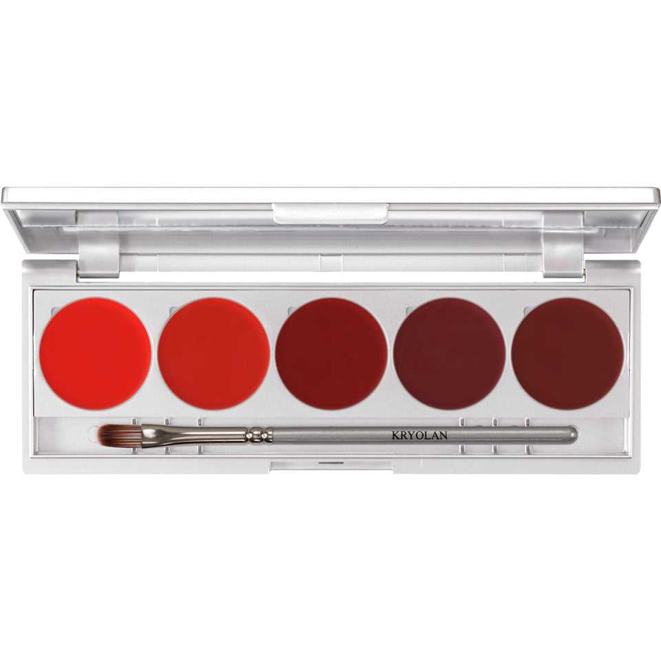 KRYOLAN Lip Rouge Set 5 Colors (magnetisch) Variante D – Spiegelpalette mit 5 cremigen Farben, 10g, offen