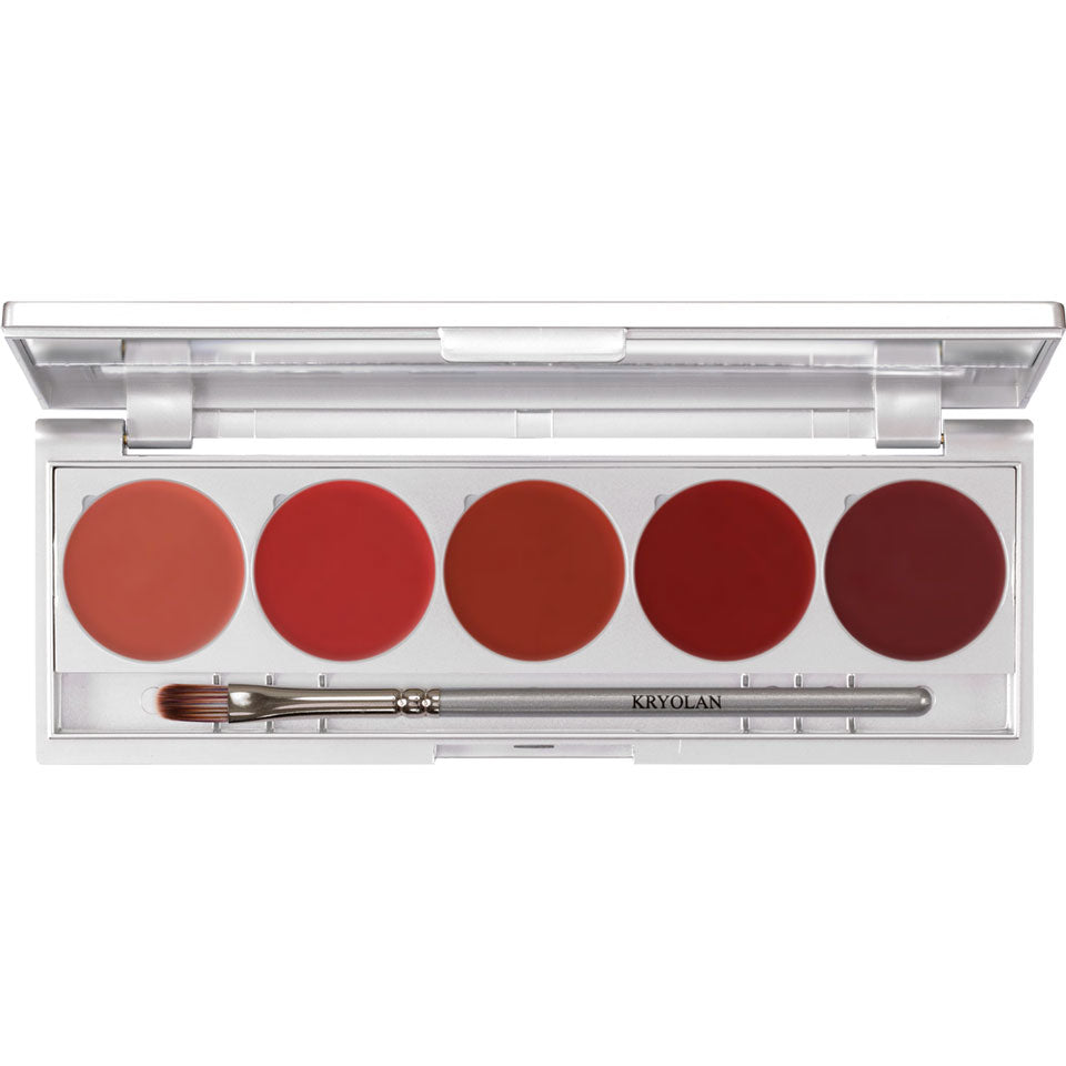KRYOLAN Lip Rouge Set 5 Colors (magnetisch) Variante ECHO – Spiegelpalette mit 5 cremigen Farben, 10g, offen