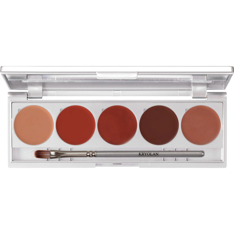 KRYOLAN Lip Rouge Set 5 Colors (magnetisch) Variante LRS 111 – Spiegelpalette mit 5 cremigen Farben, 10g, offen
