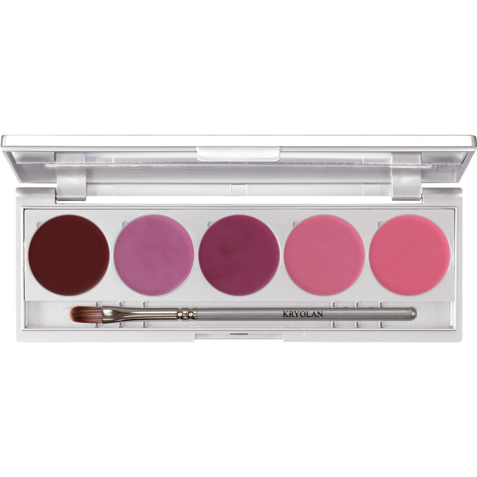 KRYOLAN Lip Rouge Set 5 Colors (magnetisch) Variante LRS 141 – Spiegelpalette mit 5 cremigen Farben, 10g, offen
