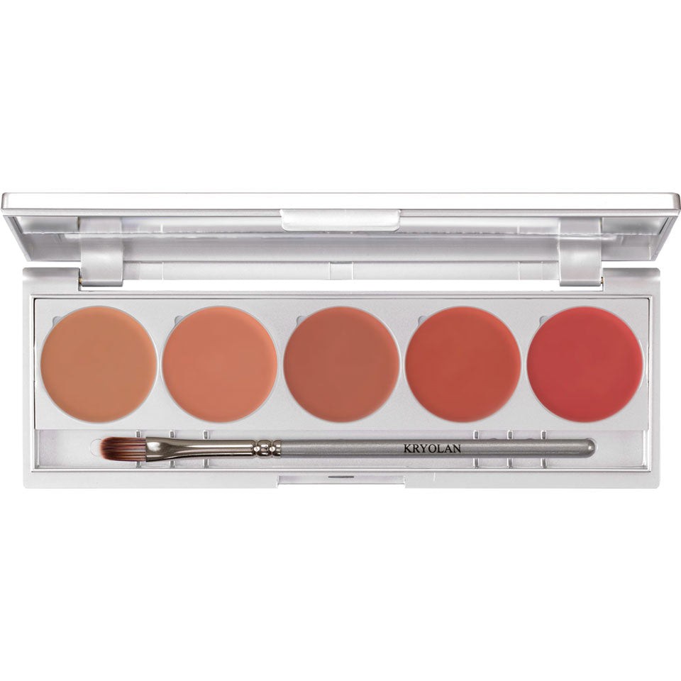 KRYOLAN Lip Rouge Set 5 Colors (magnetisch) Variante NUDE – Spiegelpalette mit 5 cremigen Farben, 10g, offen