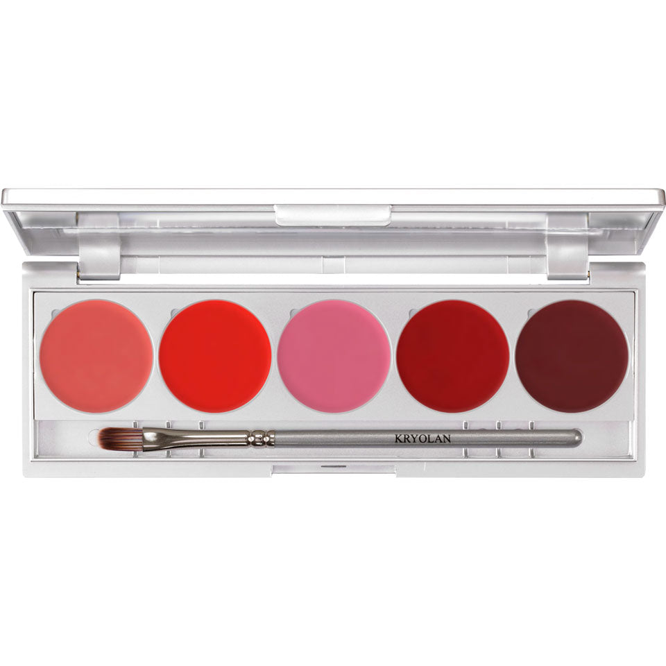 KRYOLAN Lip Rouge Set 5 Colors (magnetisch) Variante PERFORMANCE – Spiegelpalette mit 5 cremigen Farben, 10g, offen