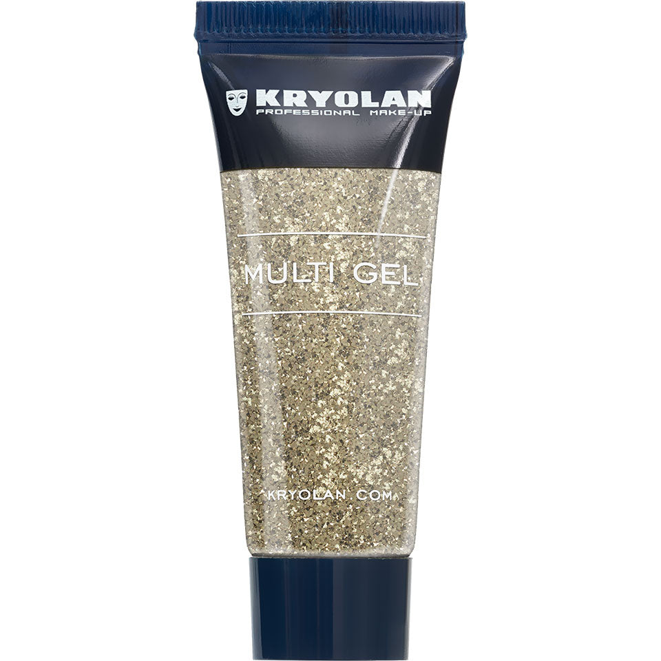 KRYOLAN Multi Gel Glitter grob gold – Glitzer-Gel für Haut & Haare, 10ml, Tube