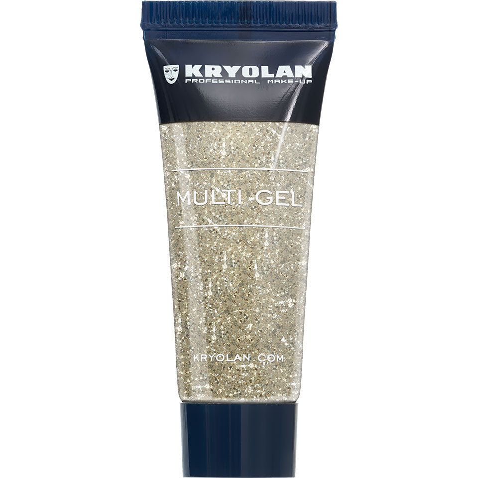 KRYOLAN Multi Gel Glitter grob light gold – Glitzer-Gel für Haut & Haare, 10ml, Tube