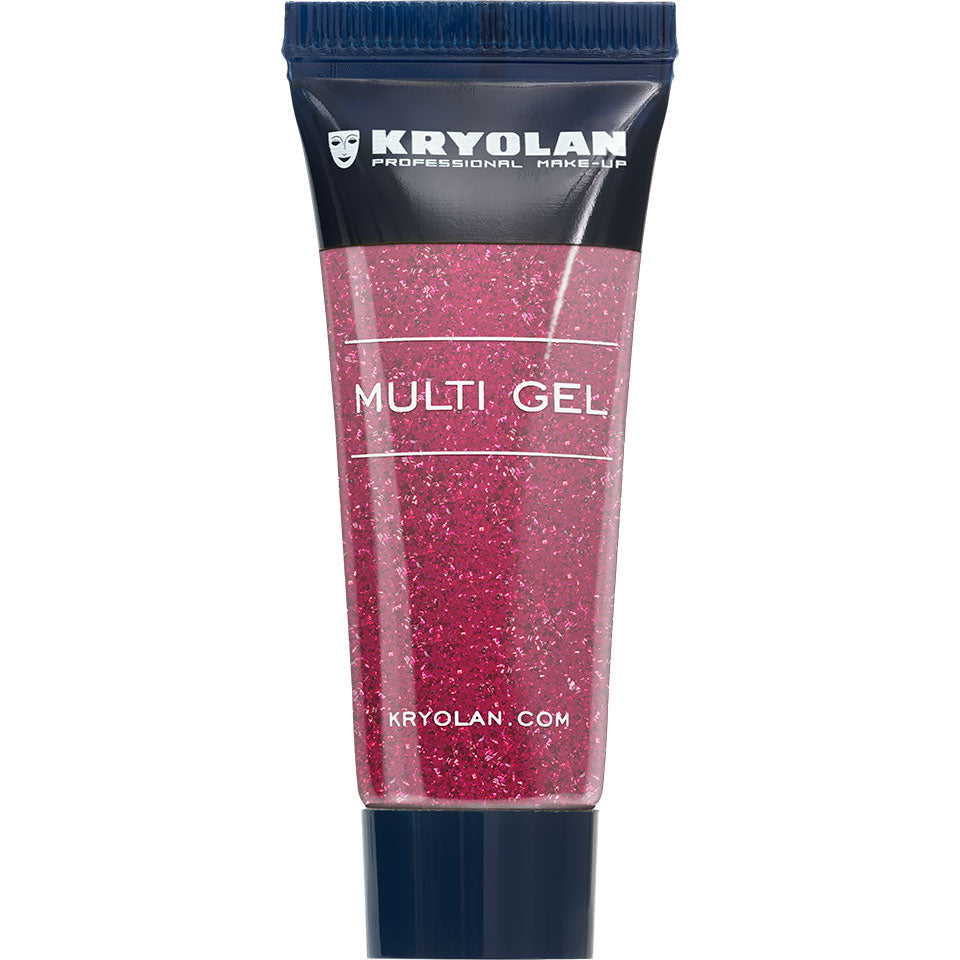 KRYOLAN Multi Gel Glitter grob red – Glitzer-Gel für Haut & Haare, 10ml, Tube