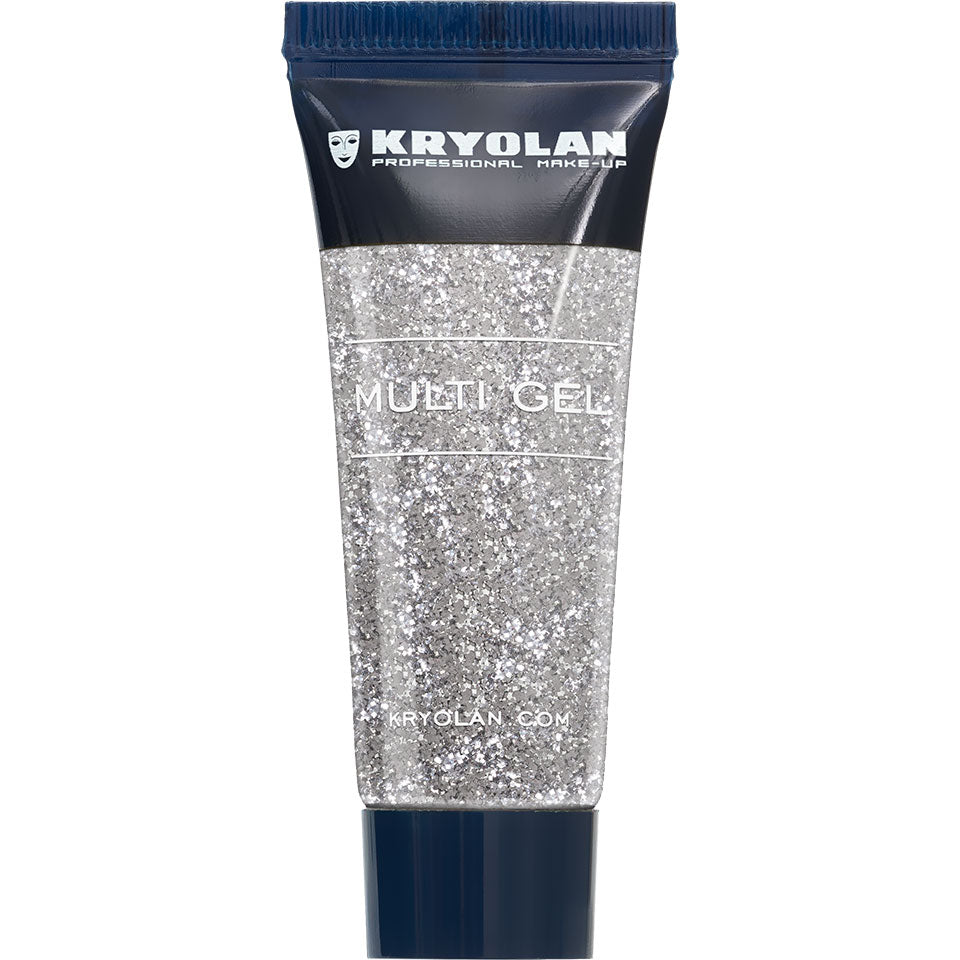 KRYOLAN Multi Gel Glitter grob silver – Glitzer-Gel für Haut & Haare, 10ml, Tube