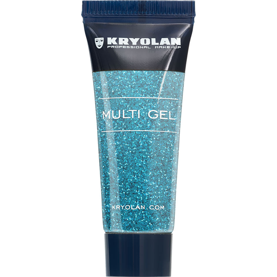 KRYOLAN Multi Gel Glitter grob turquoise – Glitzer-Gel für Haut & Haare, 10ml, Tube