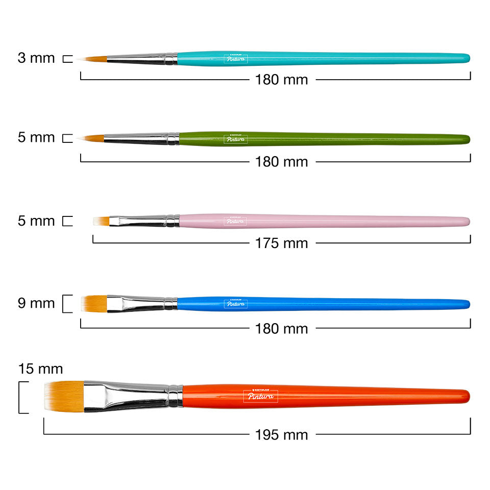 KRYOLAN PINTURA Pinsel-Set zur Gesichtsbemahlung – 5-teilig, 1stück, Größenübersicht